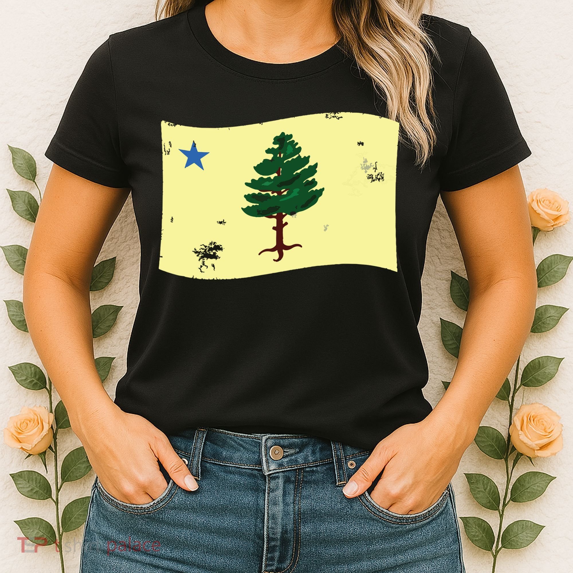Maine Pine Tree Flag 1901 First State Flag Women's T-Shirt