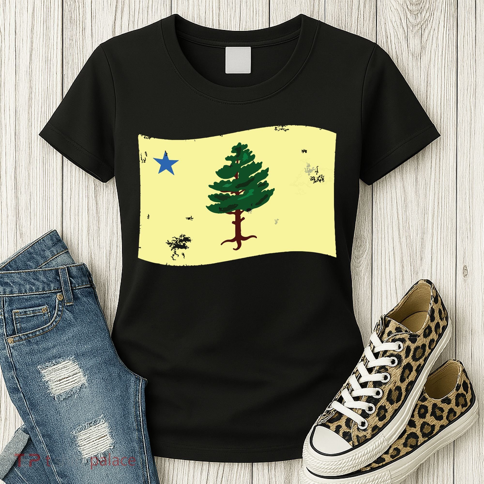 Maine Pine Tree Flag 1901 First State Flag Women's T-Shirt