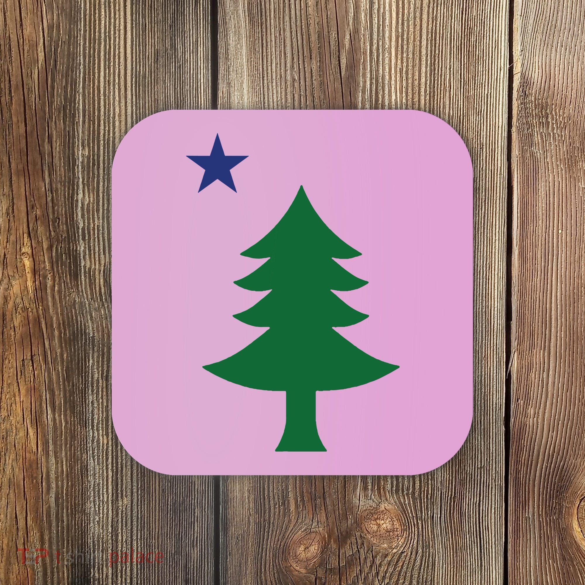 Maine Pine Tree State Flag Pride Patriotic Coaster