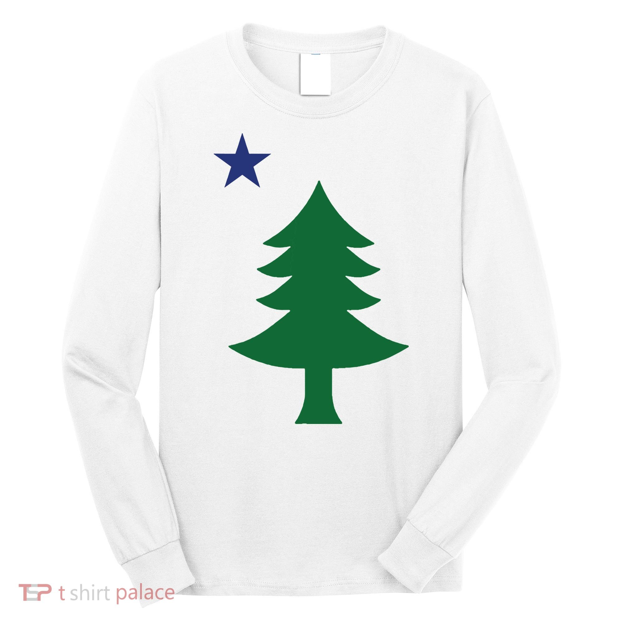 Maine Pine Tree State Flag Pride Patriotic Long Sleeve Shirt