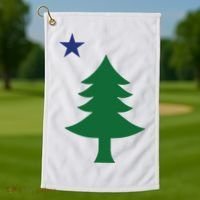 Maine Pine Tree State Flag Pride Patriotic Golf Towel thumb 1