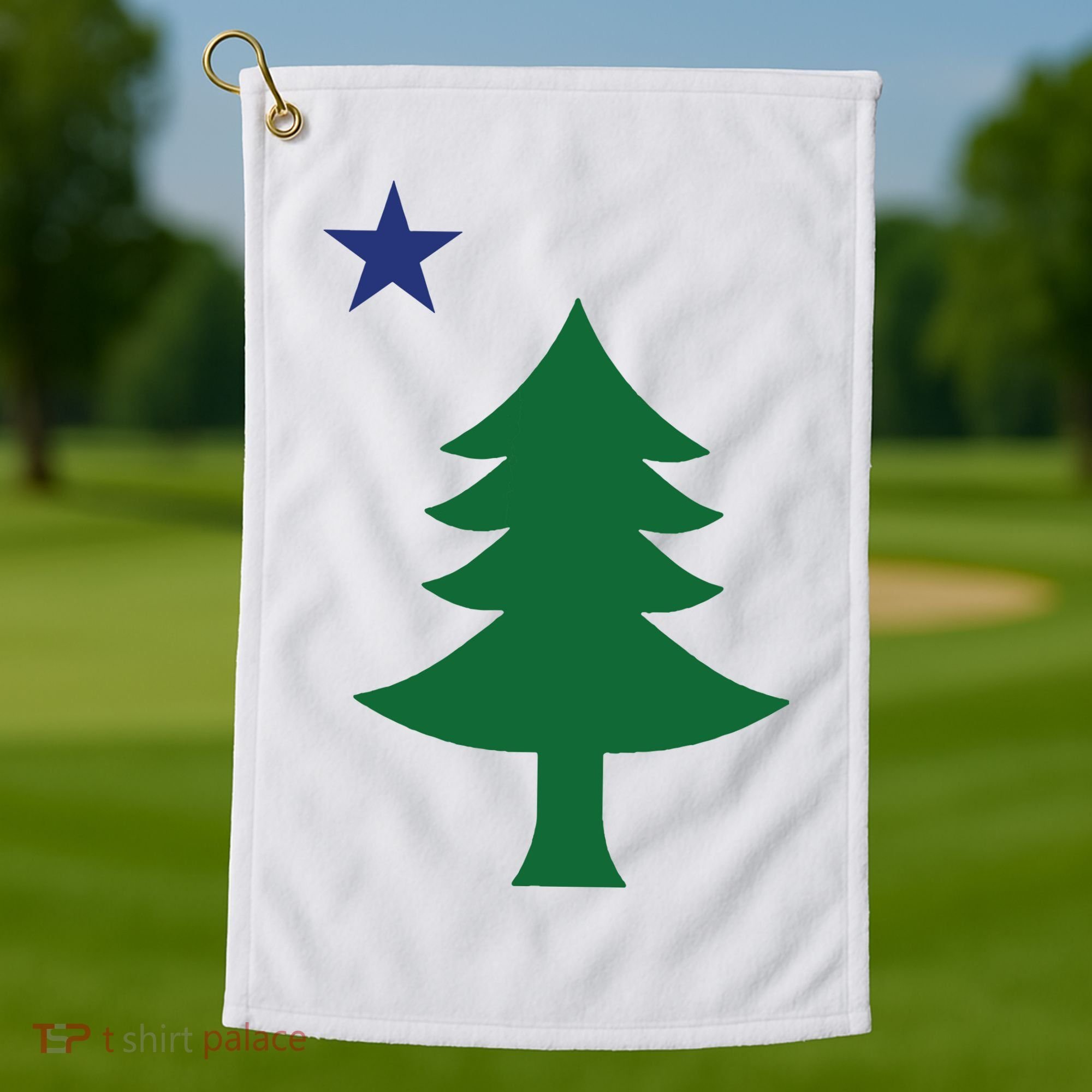 Maine Pine Tree State Flag Pride Patriotic Golf Towel