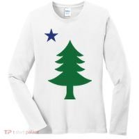 Maine Pine Tree State Flag Pride Patriotic Women's Long Sleeve Shirt thumb 0