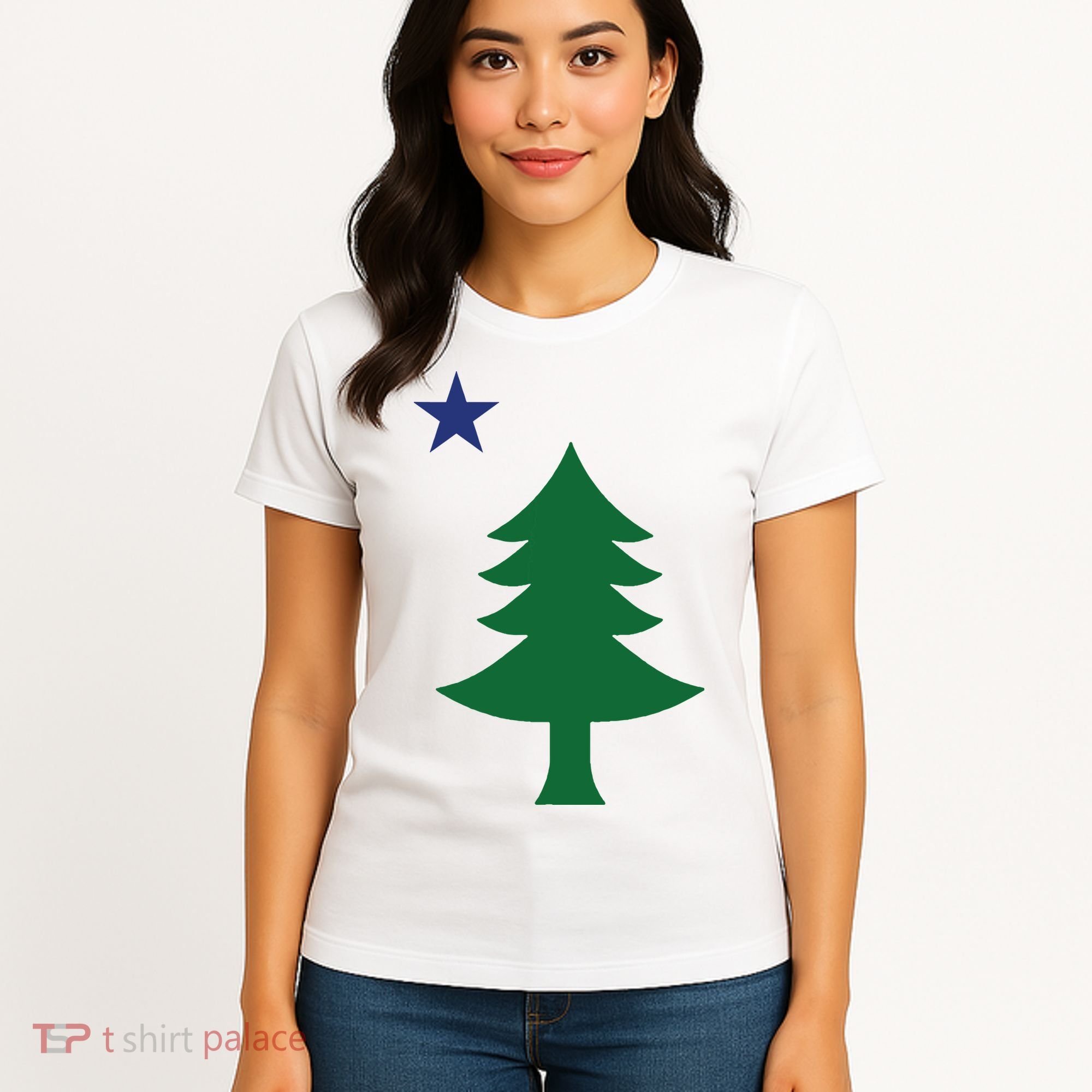 Maine Pine Tree State Flag Pride Patriotic Women's T-Shirt