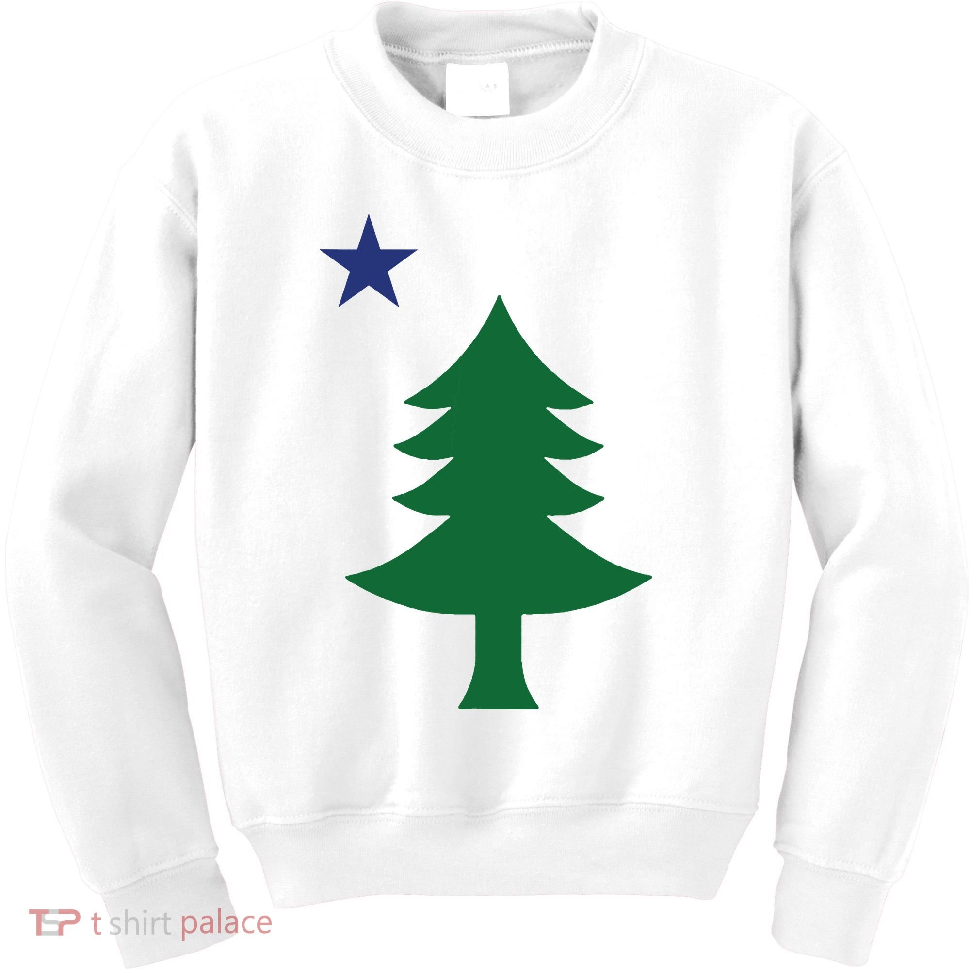 Maine Pine Tree State Flag Pride Patriotic Kids Sweatshirt