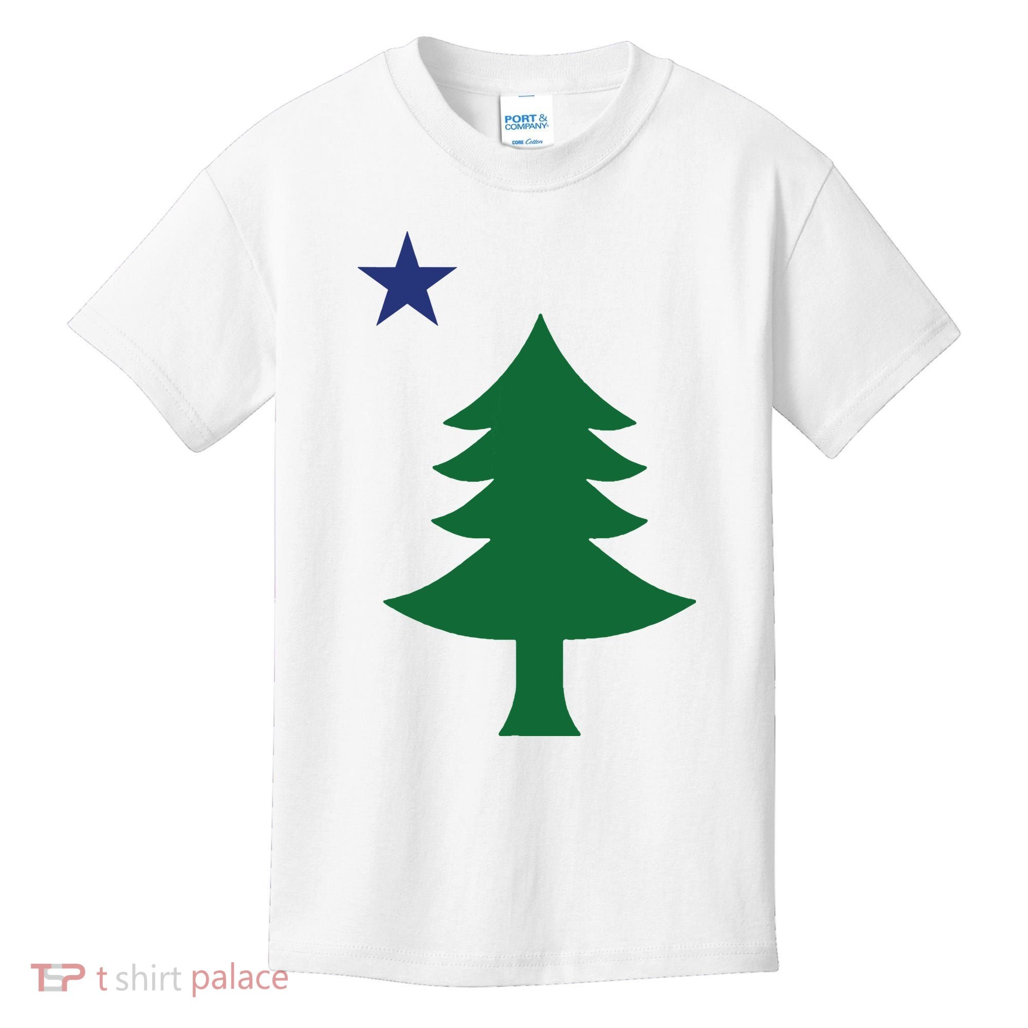 Maine Pine Tree State Flag Pride Patriotic Kids T-Shirt