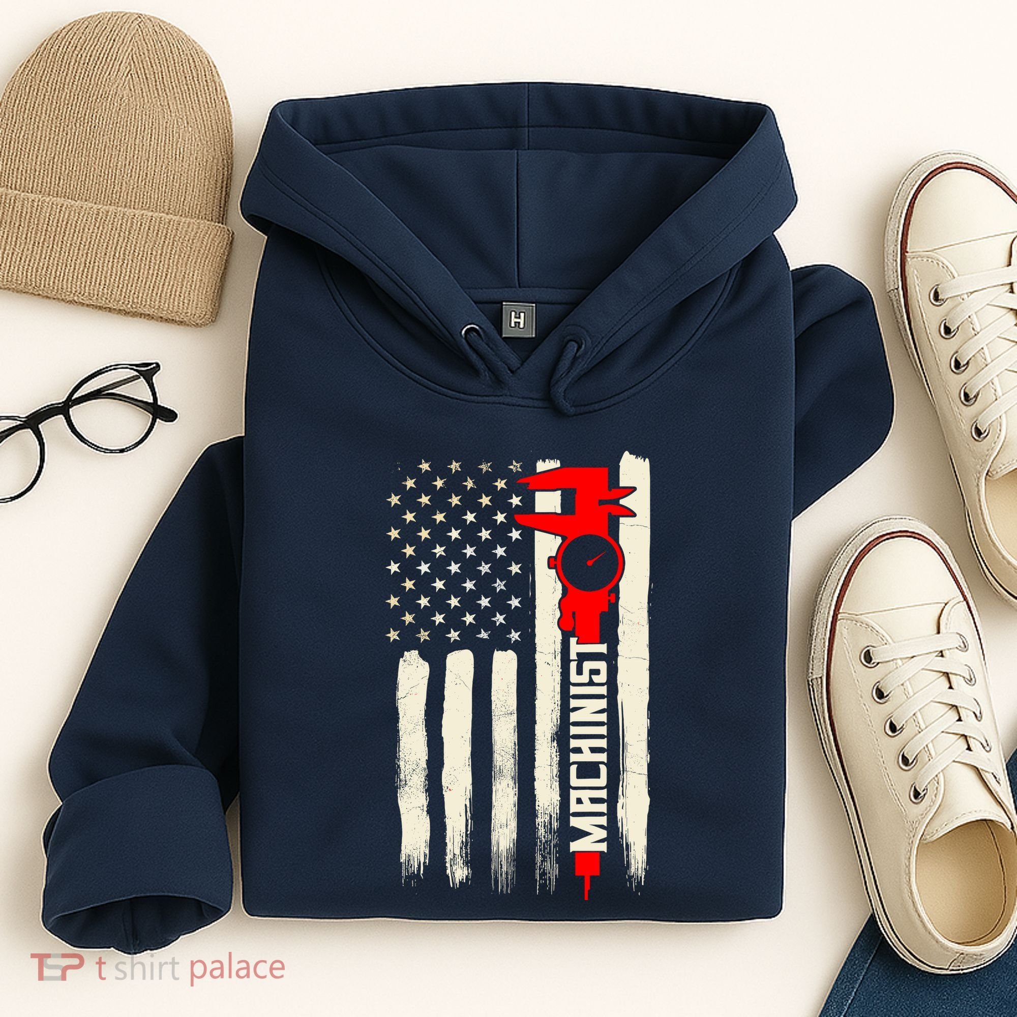 Machinist Patriotic Us Flag Hoodie