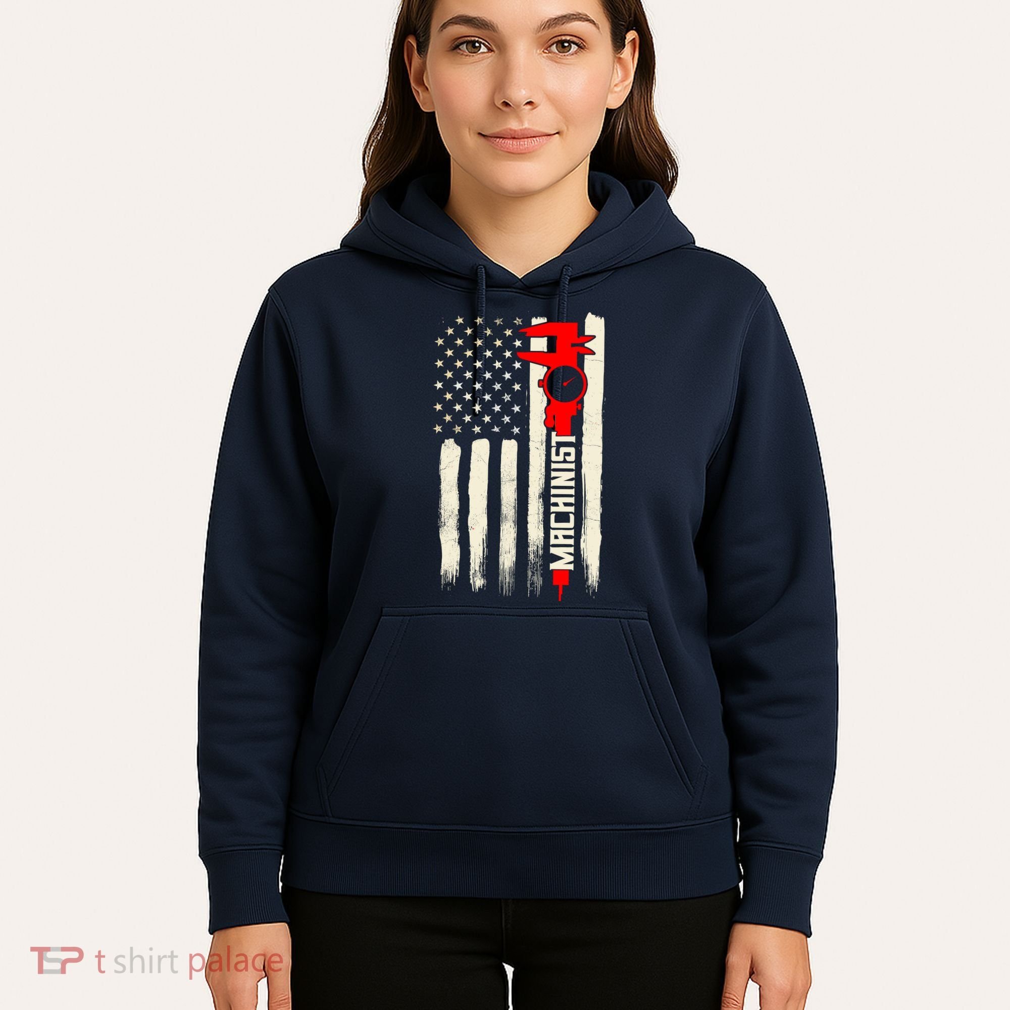 Machinist Patriotic Us Flag Hoodie