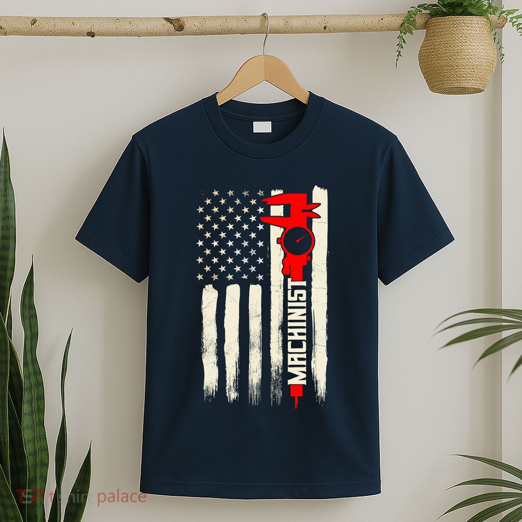 Machinist Patriotic Us Flag T-Shirt