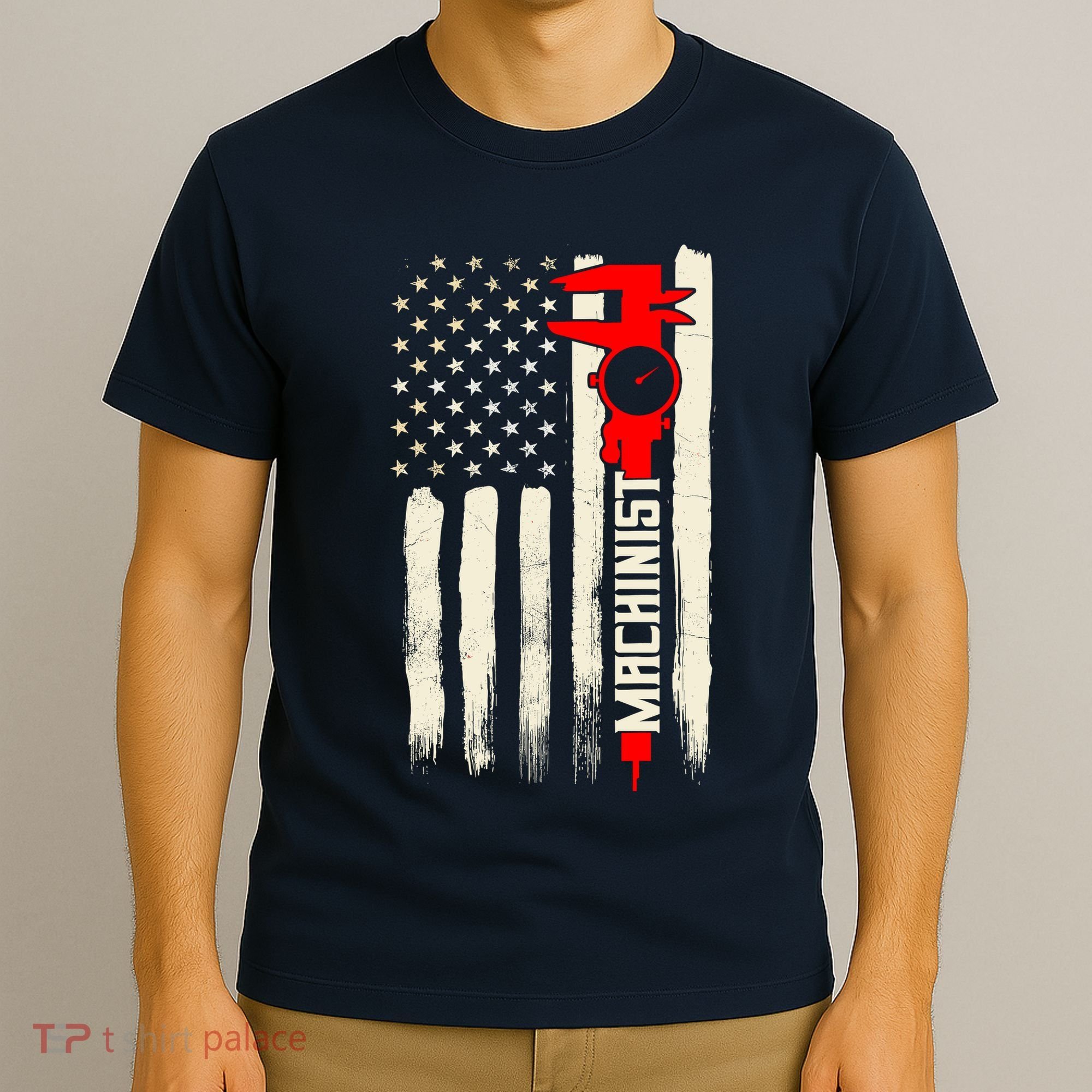 Machinist Patriotic Us Flag T-Shirt