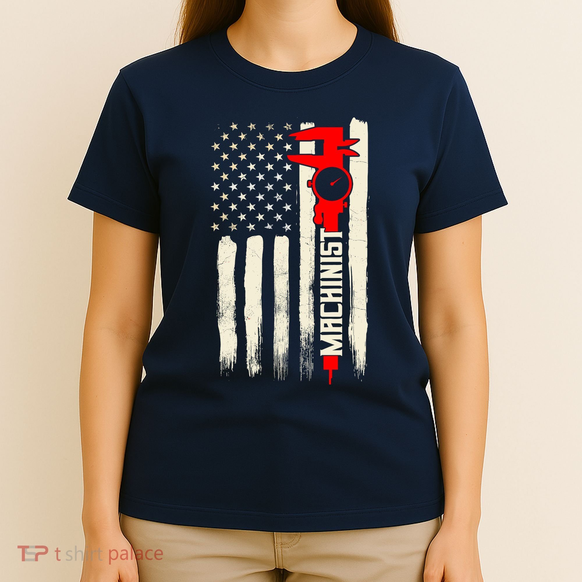 Machinist Patriotic Us Flag T-Shirt