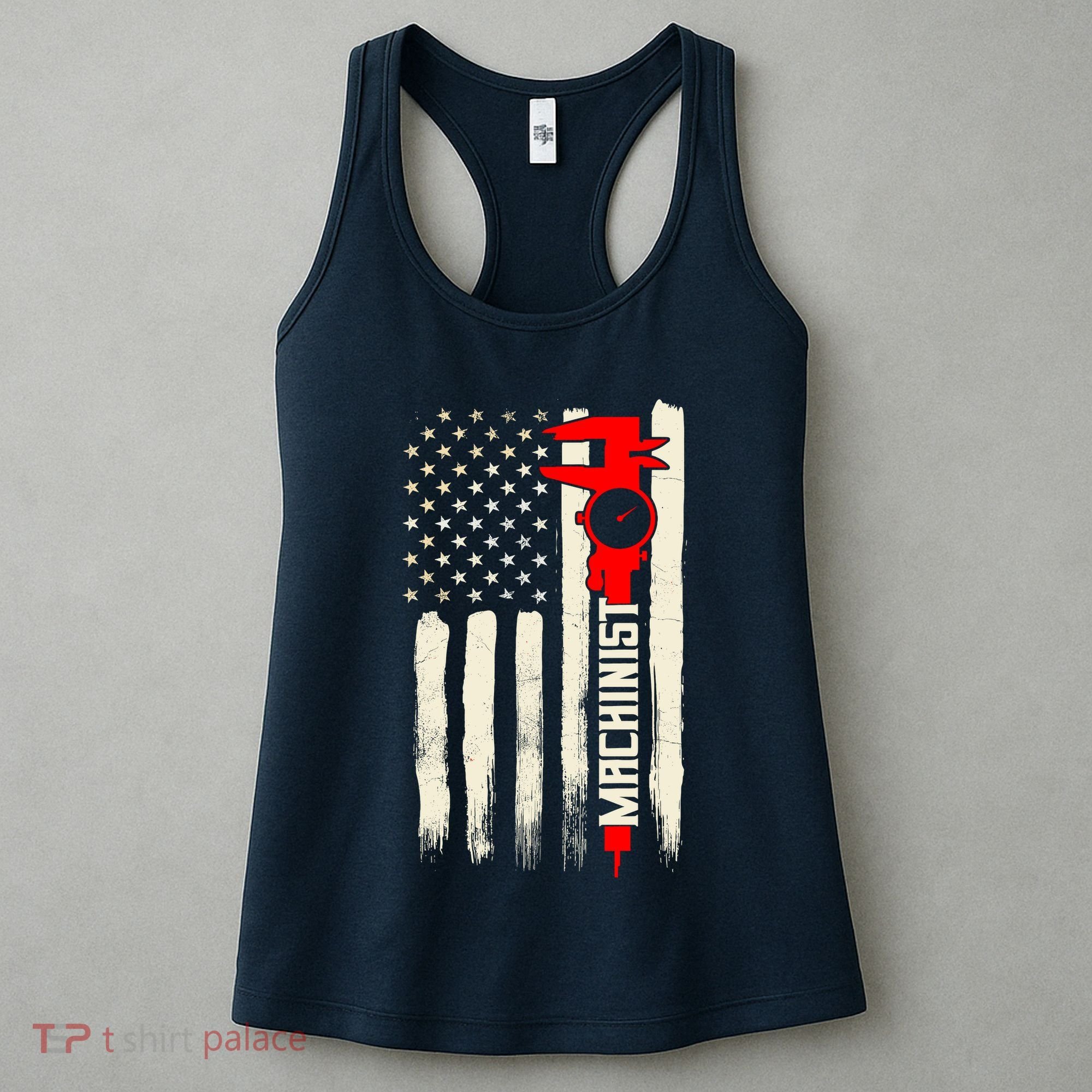 Machinist Patriotic Us Flag Women's Tank Top