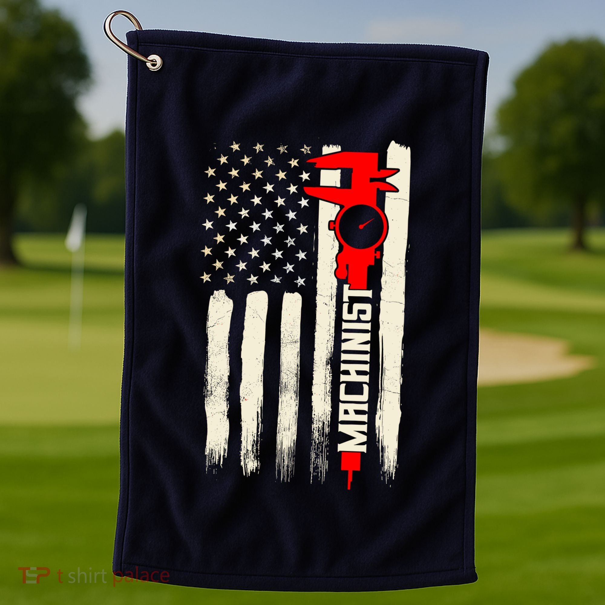 Machinist Patriotic Us Flag Golf Towel