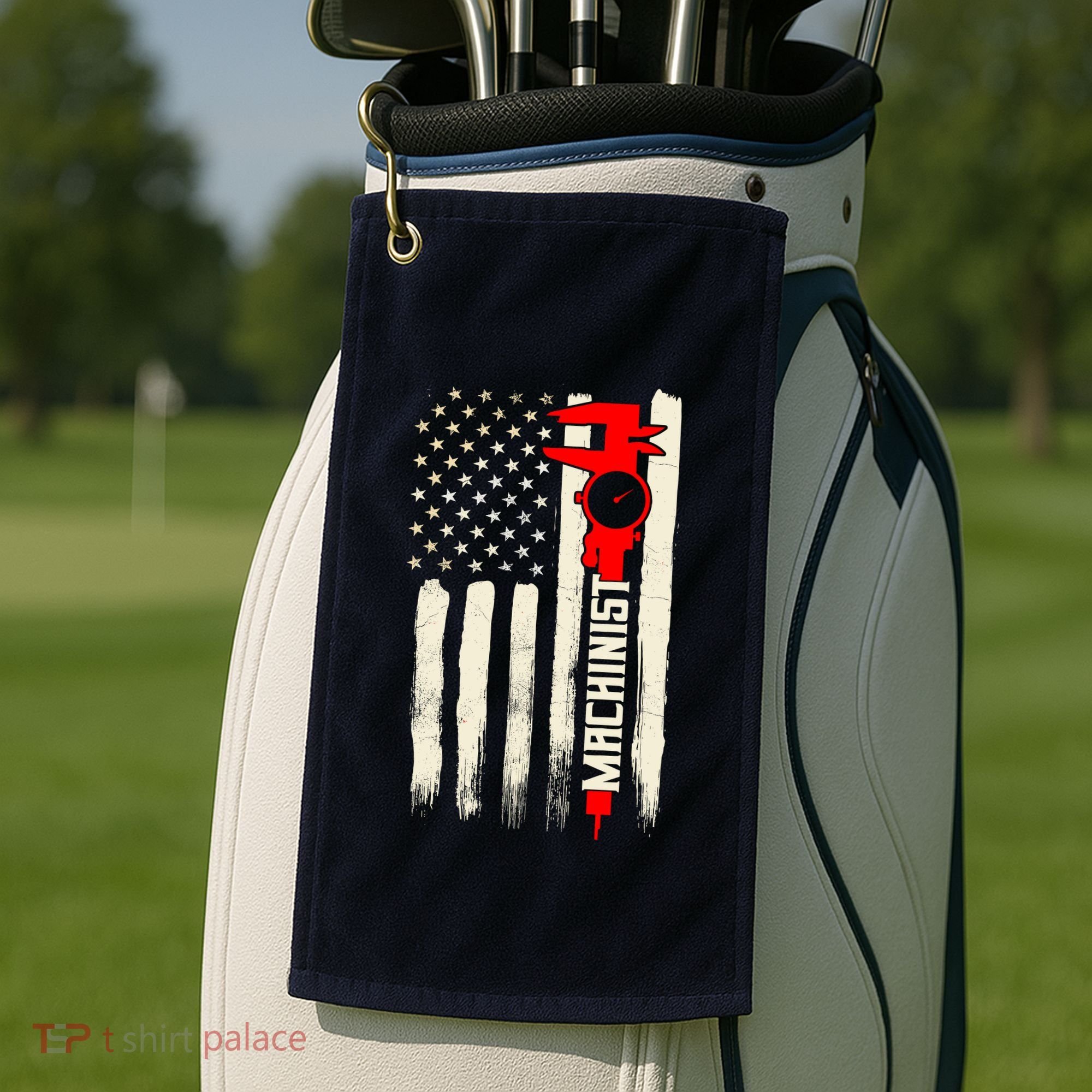 Machinist Patriotic Us Flag Golf Towel