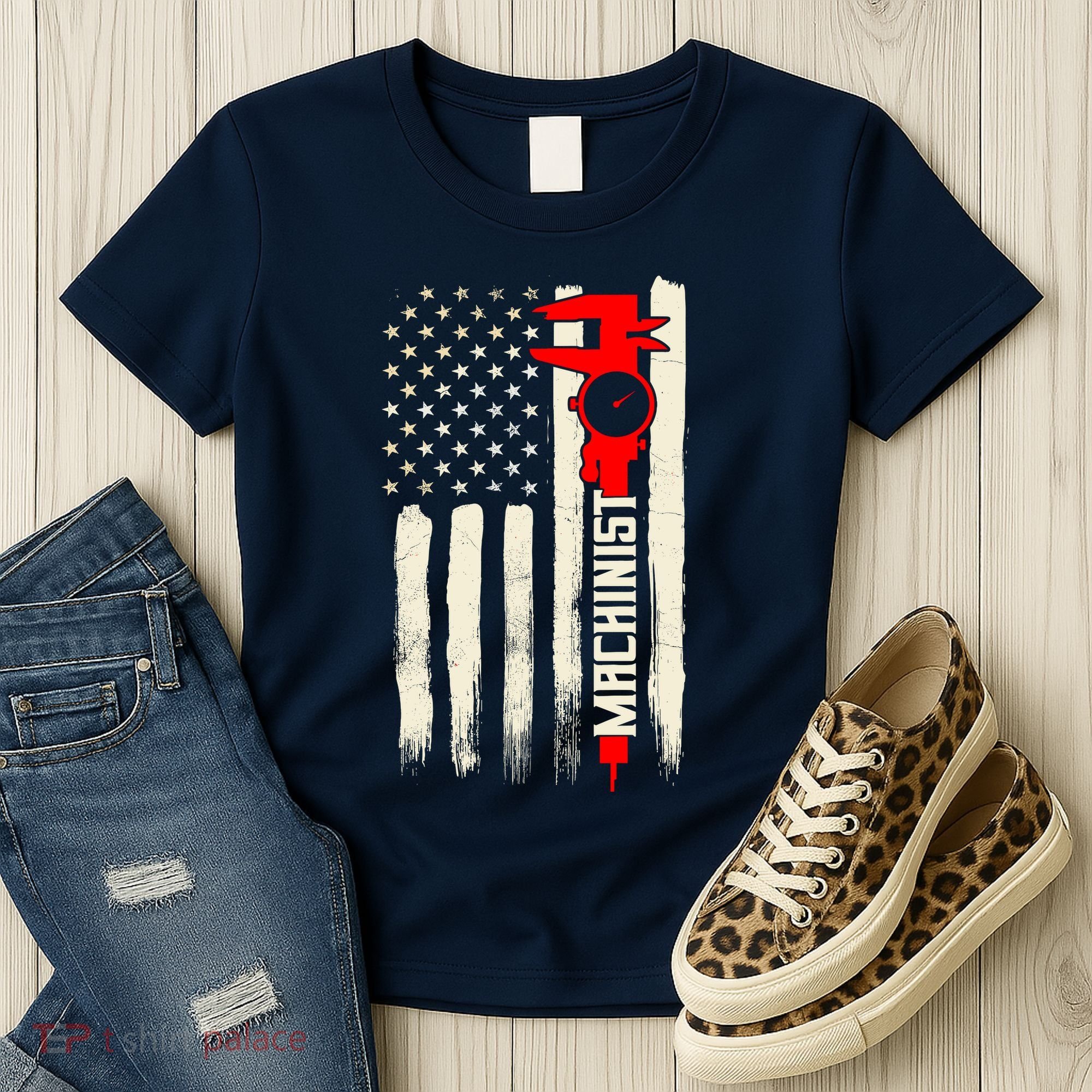 Machinist Patriotic Us Flag Women's T-Shirt