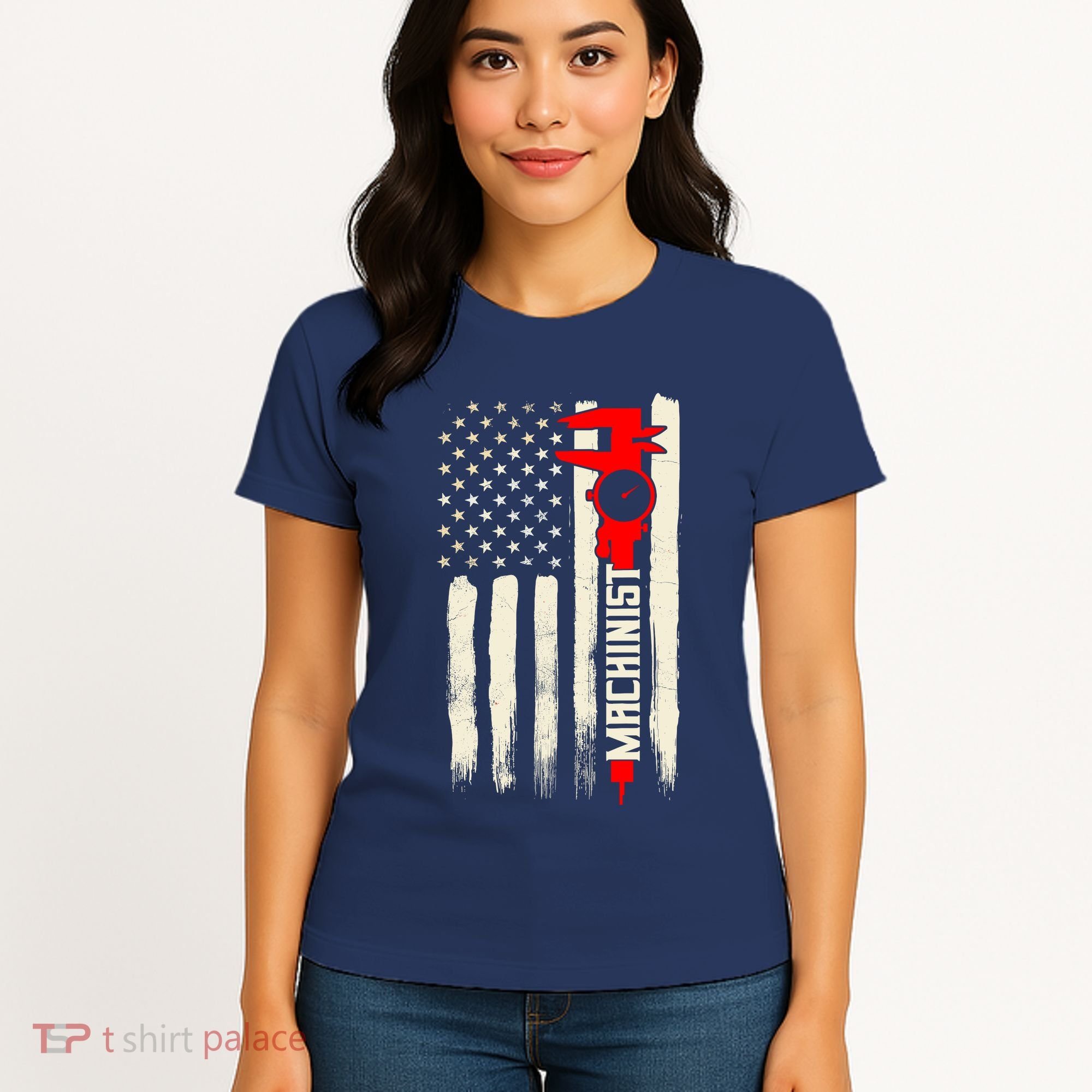 Machinist Patriotic Us Flag Women's T-Shirt