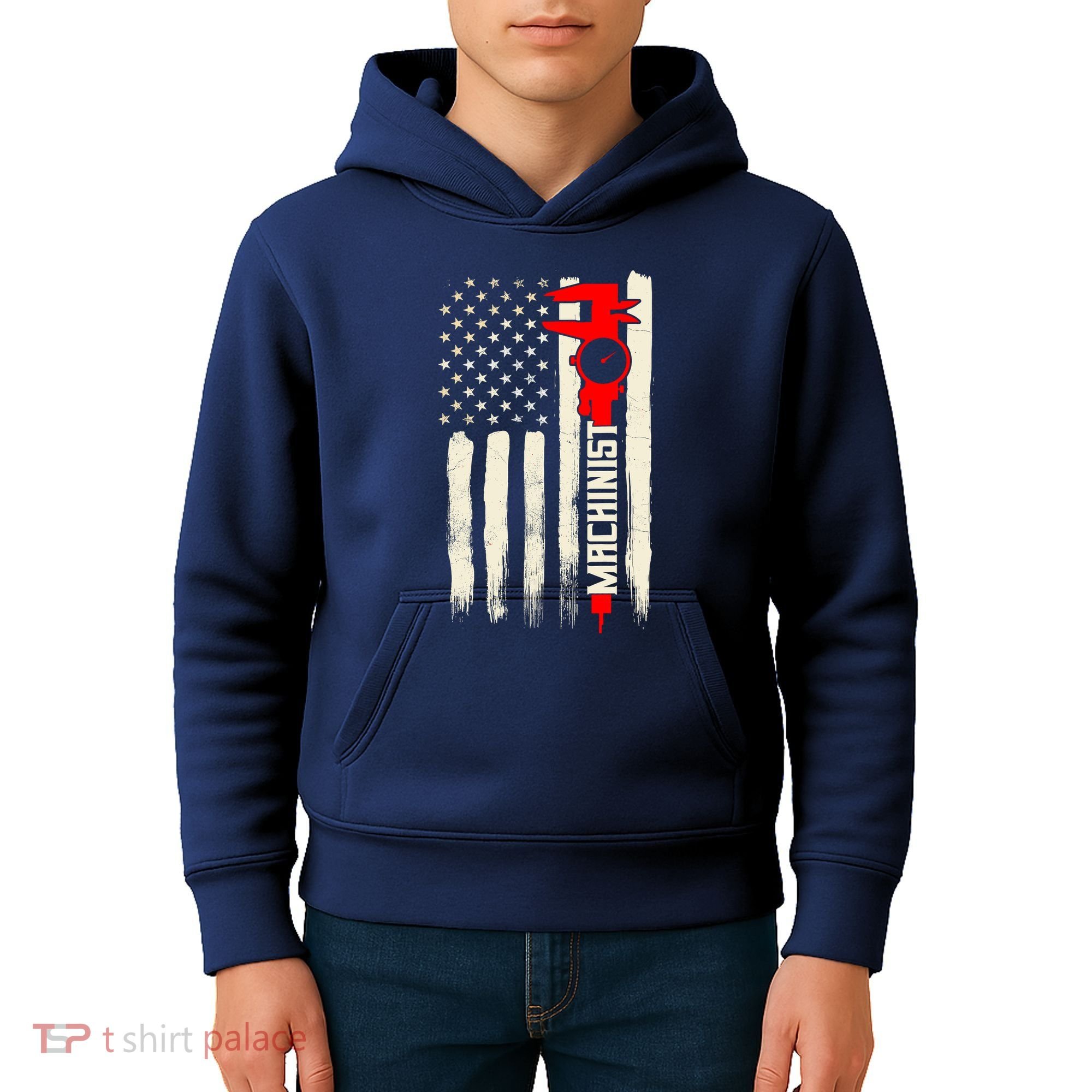 Machinist Patriotic Us Flag Kids Hoodie