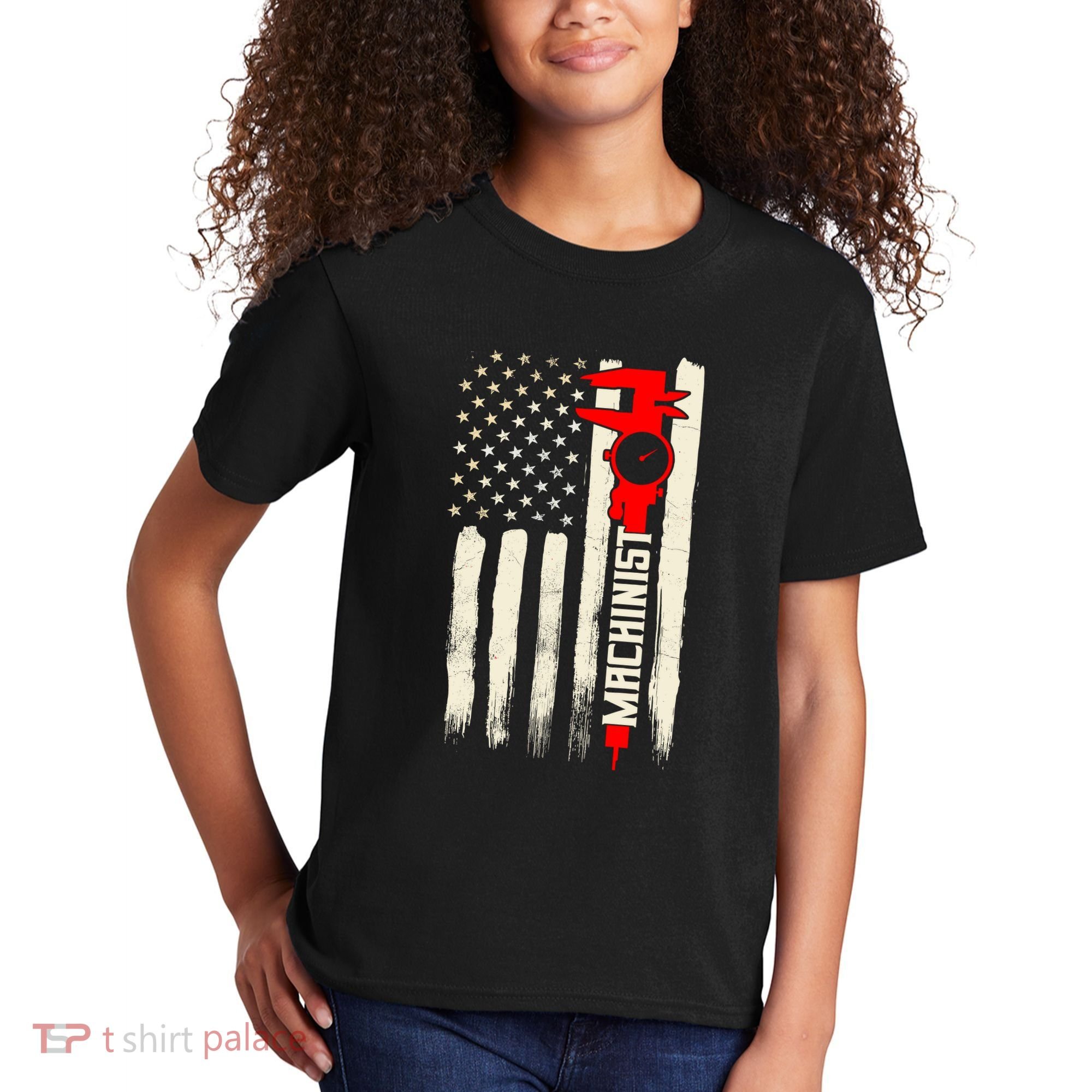 Machinist Patriotic Us Flag Kids T-Shirt
