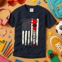 Machinist Patriotic Us Flag Kids T-Shirt thumb 3