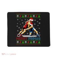 Merry Pinmas Ugly Christmas Santa Claus Wrestling Mousepad thumb 0