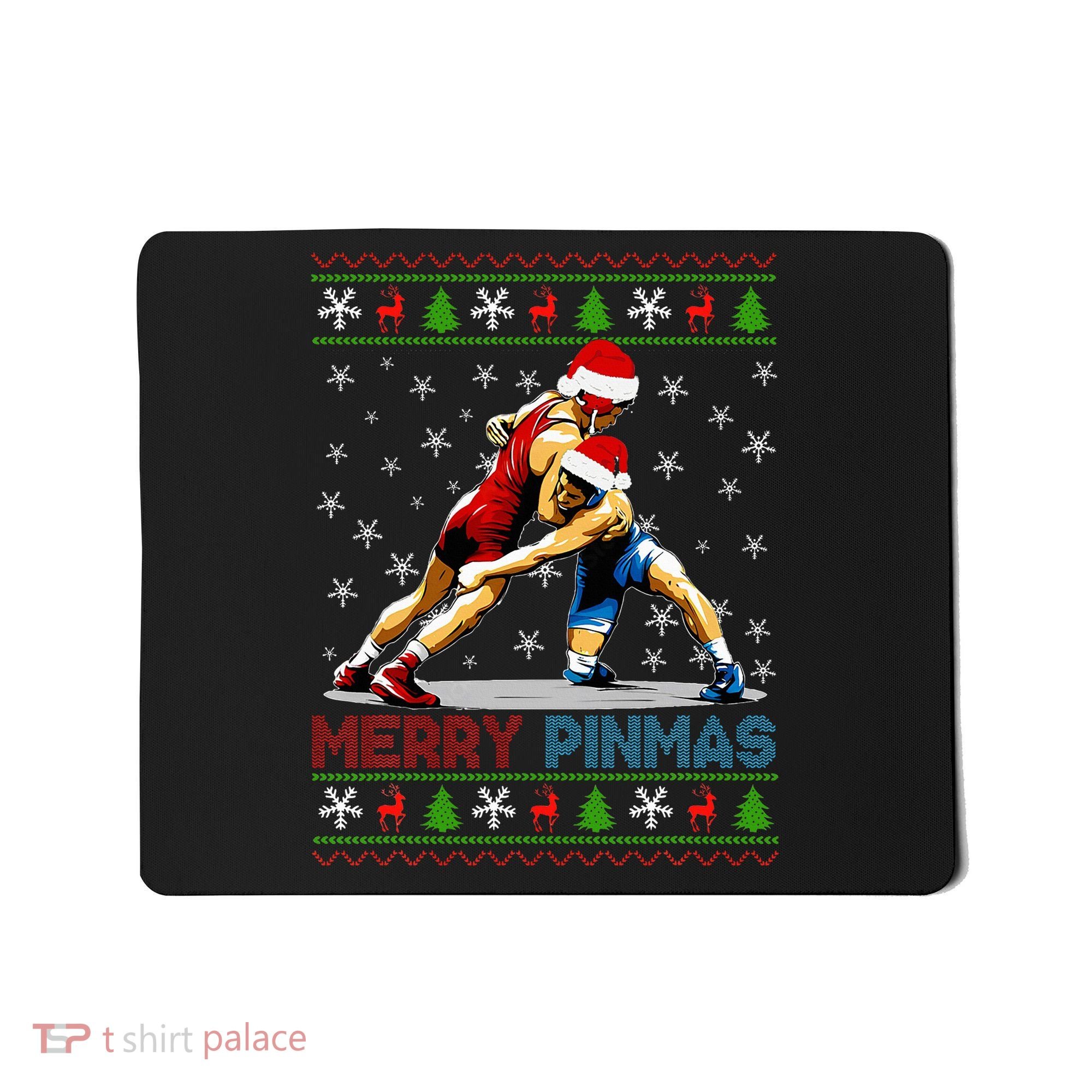 Merry Pinmas Ugly Christmas Santa Claus Wrestling Mousepad