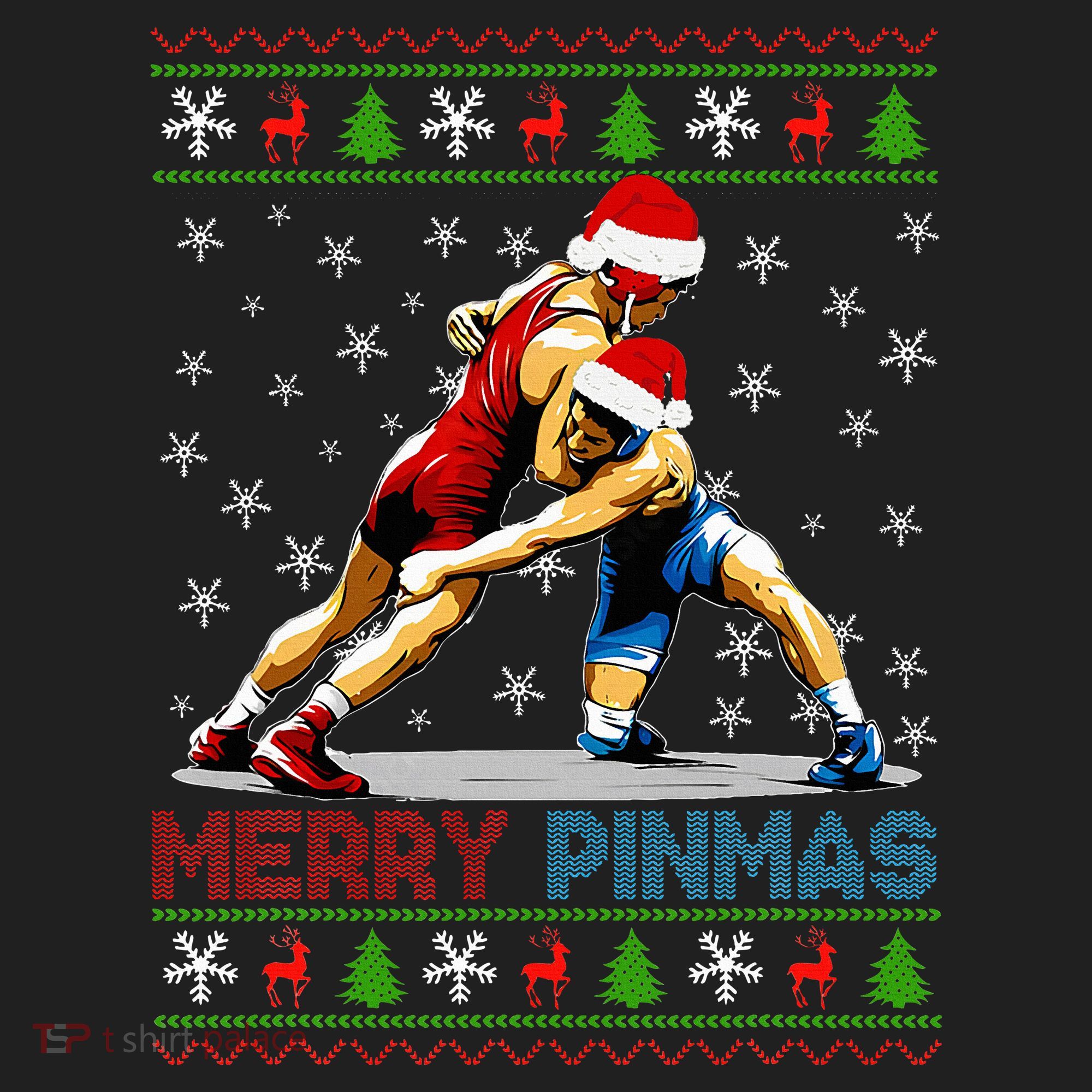 Merry Pinmas Ugly Christmas Santa Claus Wrestling Golf Towel