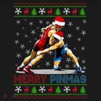 Merry Pinmas Ugly Christmas Santa Claus Wrestling Kids Hoodie thumb 5