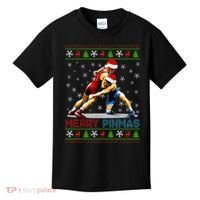 Merry Pinmas Ugly Christmas Santa Claus Wrestling Kids T-Shirt thumb 0