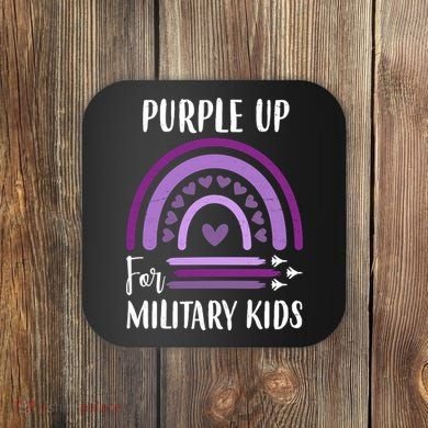 Military Purple Up Rainbow Heart Coaster