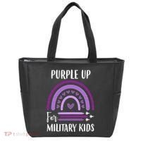 Military Purple Up Rainbow Heart Tote Bag thumb 0