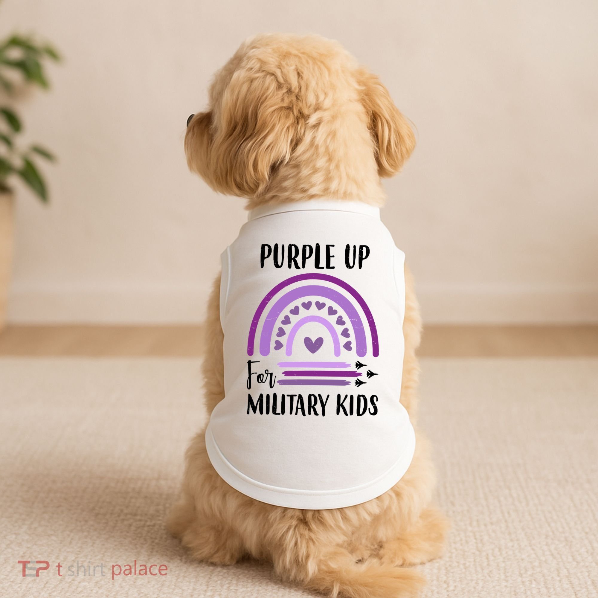 Military Purple Up Rainbow Heart Doggie Tank