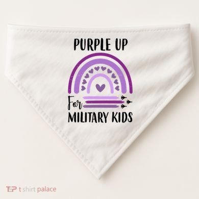 Military Purple Up Rainbow Heart USA-Made Doggie Bandana