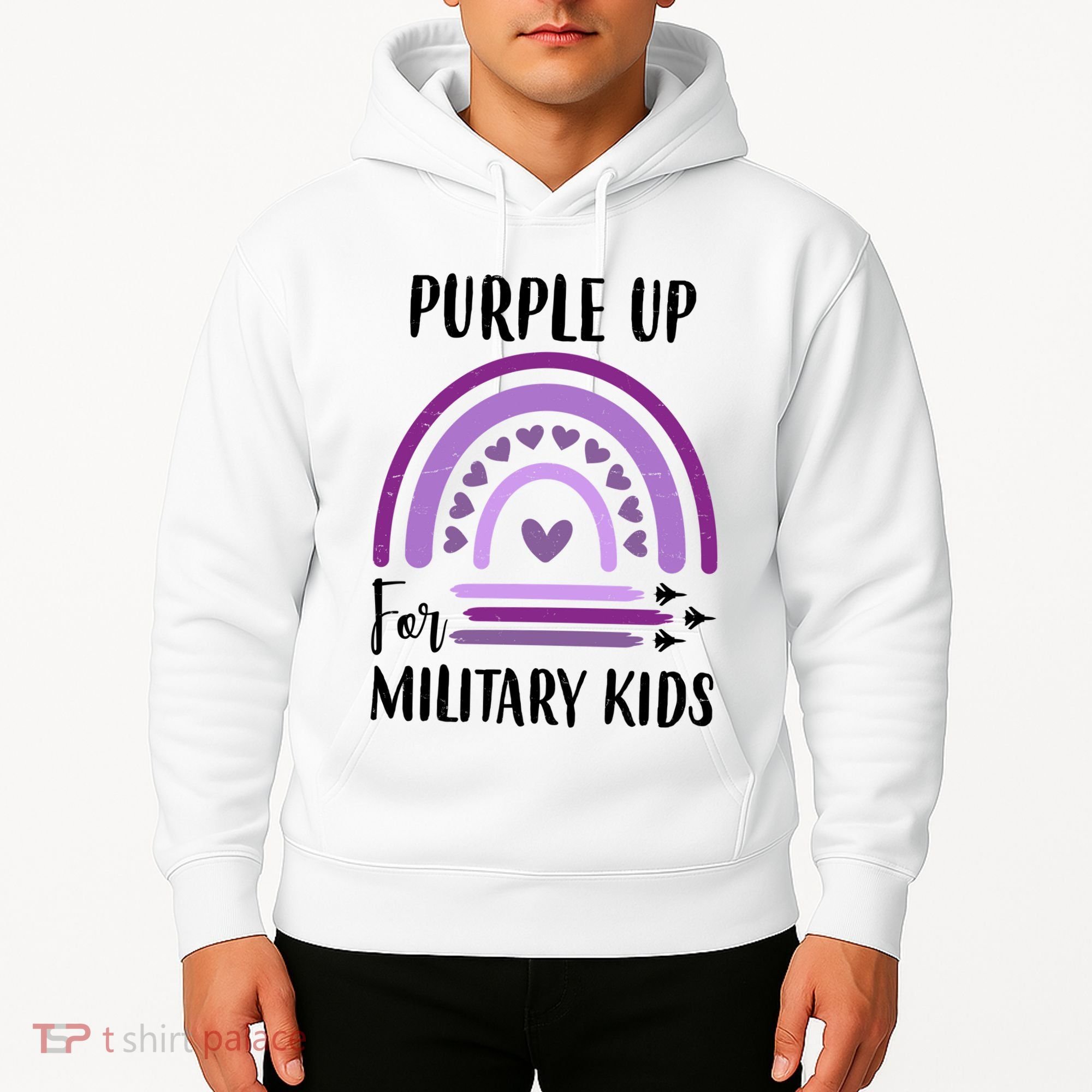 Military Purple Up Rainbow Heart Hoodie