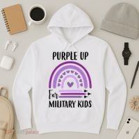 Military Purple Up Rainbow Heart Hoodie thumb 3