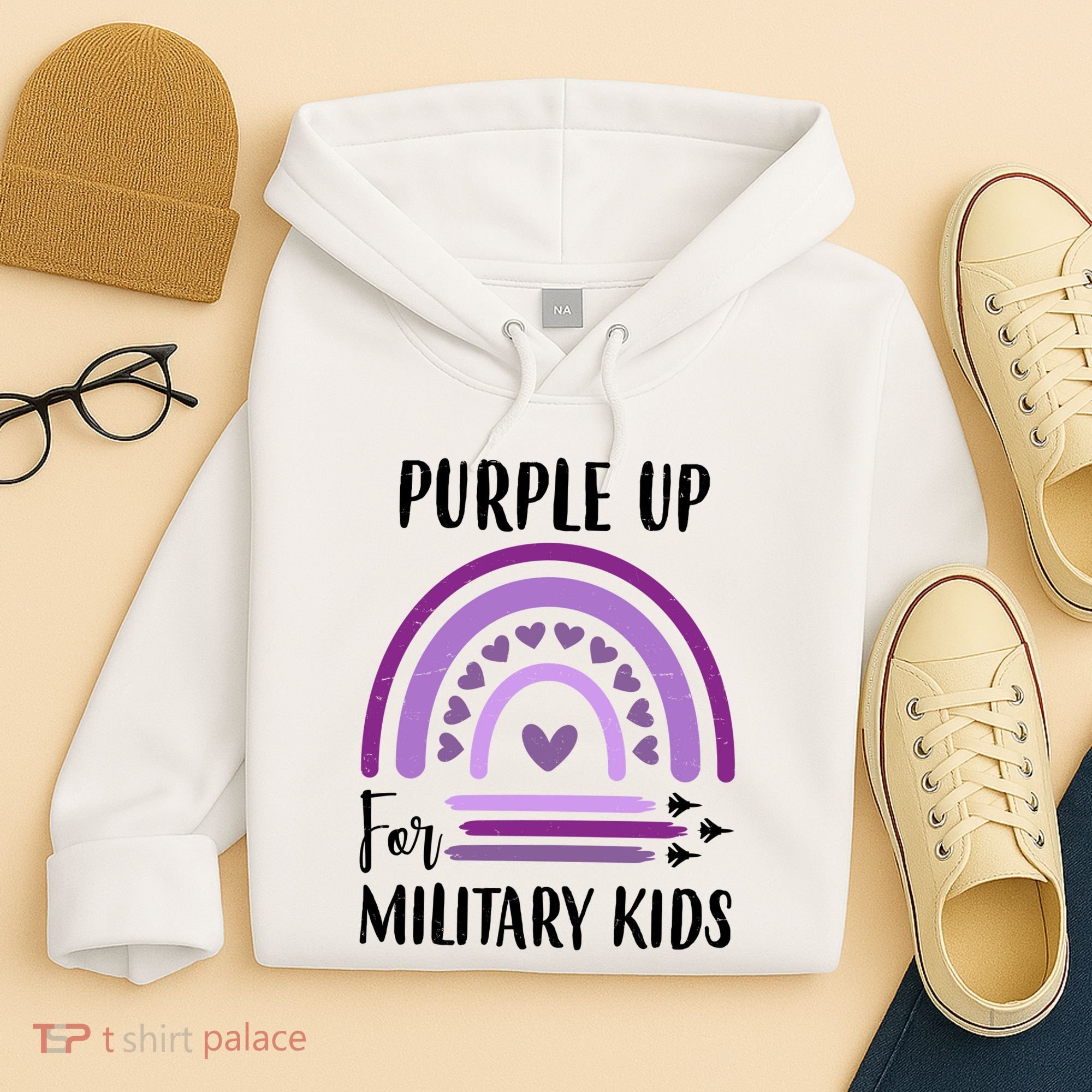 Military Purple Up Rainbow Heart Hoodie