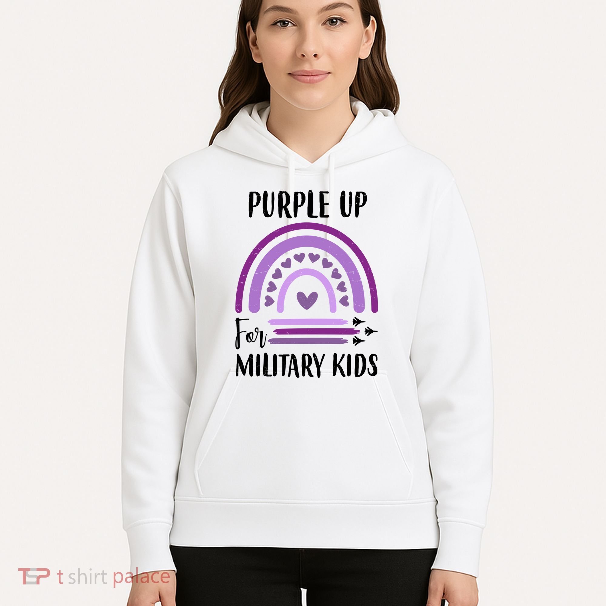 Military Purple Up Rainbow Heart Hoodie