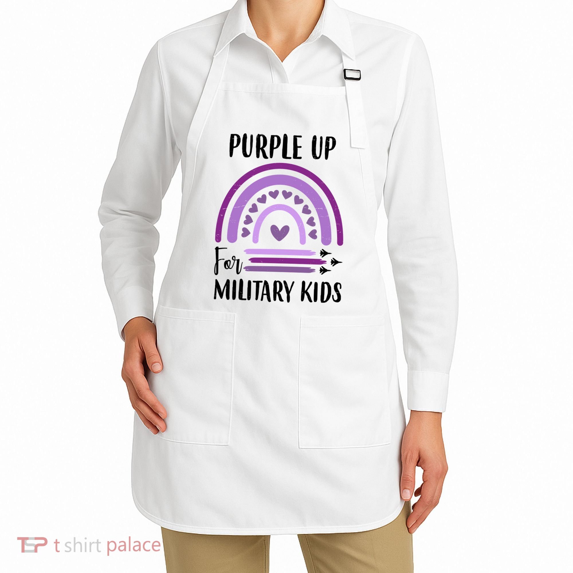 Military Purple Up Rainbow Heart Apron