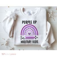 Military Purple Up Rainbow Heart Sweatshirt thumb 2
