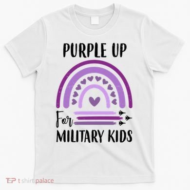Military Purple Up Rainbow Heart T-Shirt