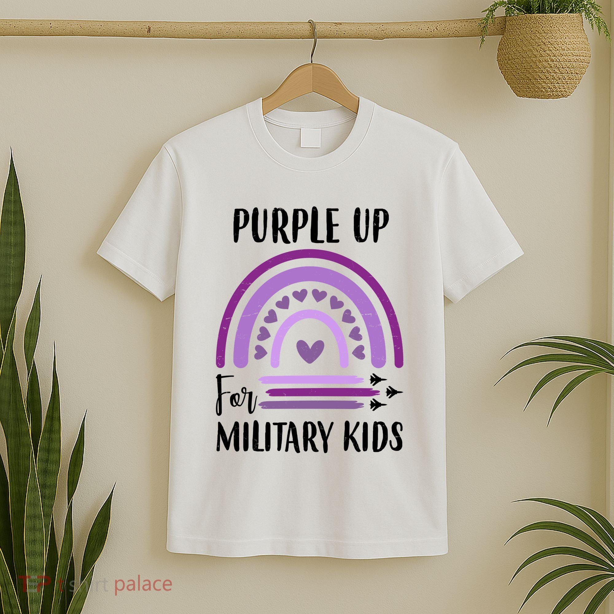 Military Purple Up Rainbow Heart T-Shirt
