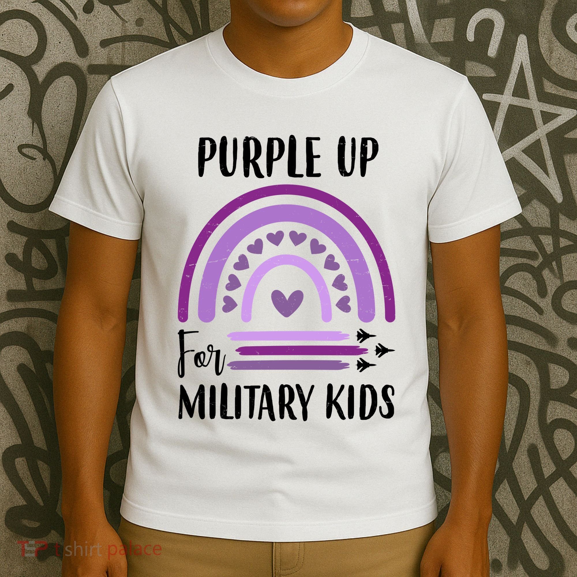 Military Purple Up Rainbow Heart T-Shirt