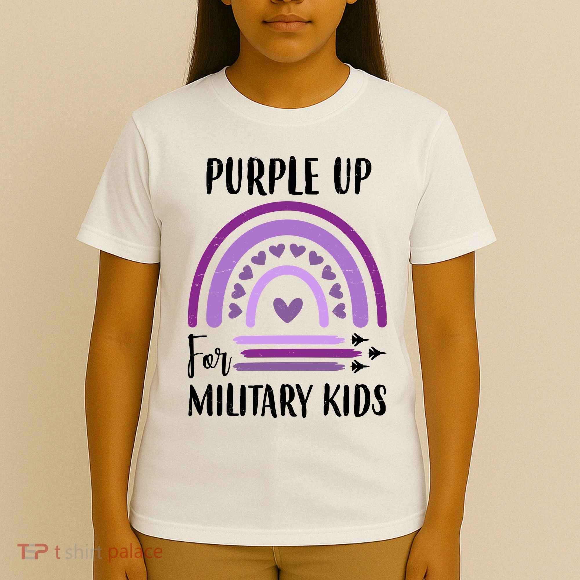 Military Purple Up Rainbow Heart T-Shirt