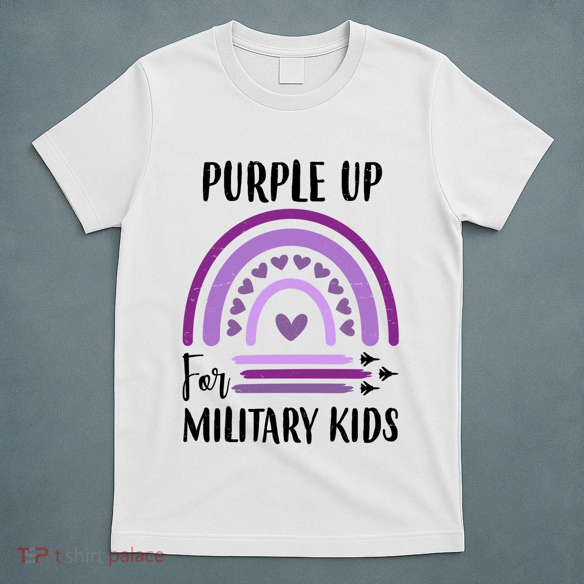Military Purple Up Rainbow Heart T-Shirt