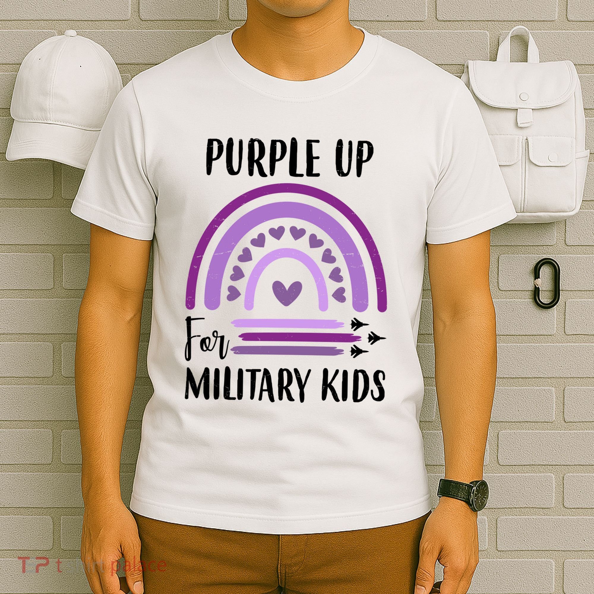 Military Purple Up Rainbow Heart T-Shirt