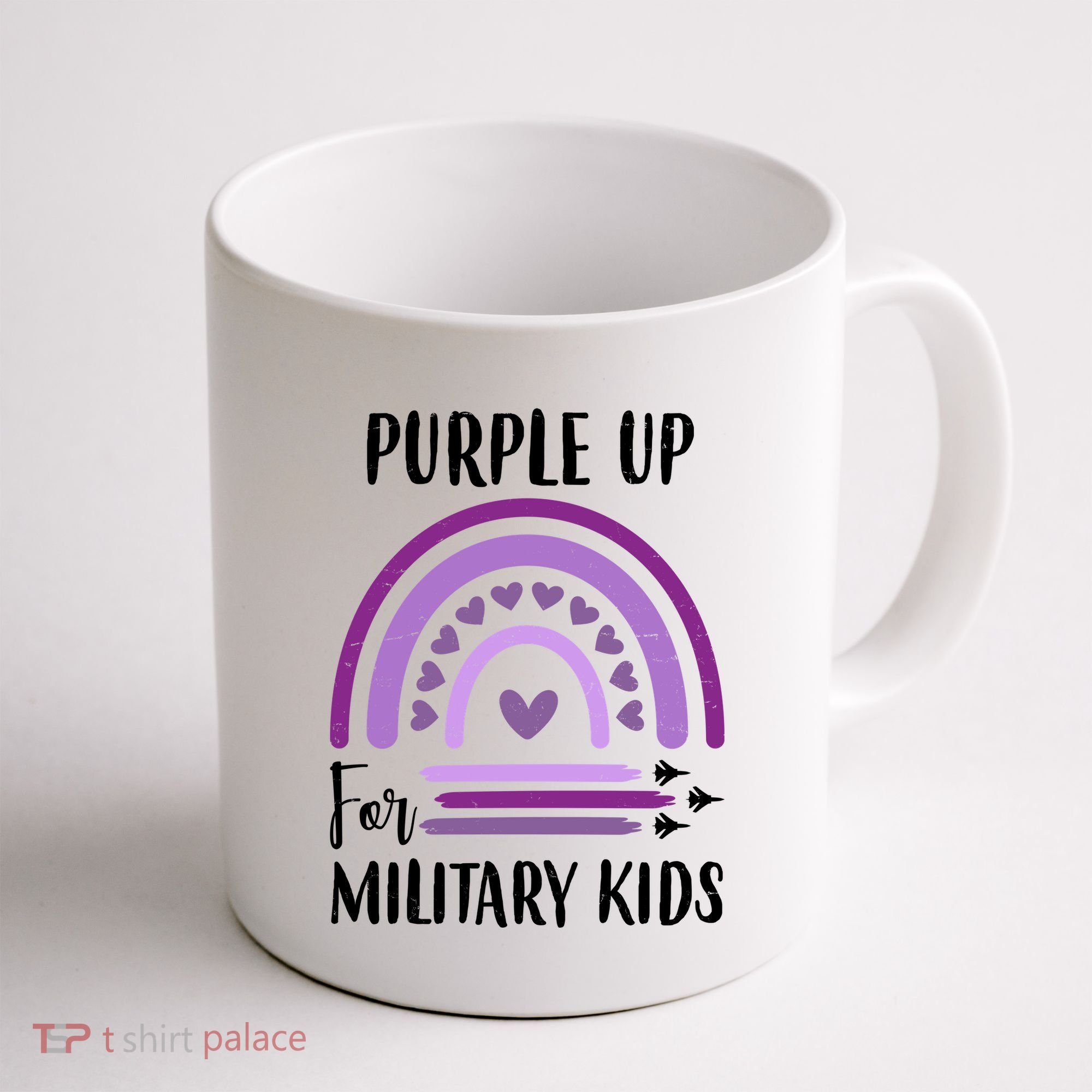 Military Purple Up Rainbow Heart Coffee Mug