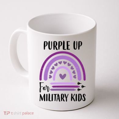 Military Purple Up Rainbow Heart Coffee Mug