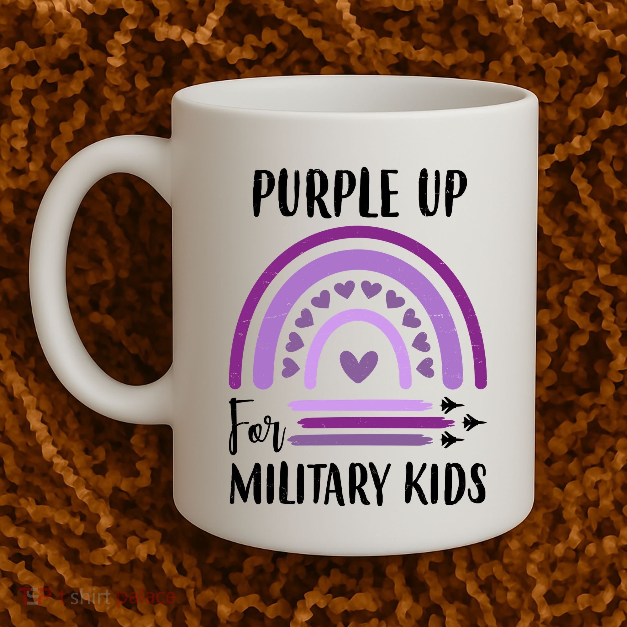 Military Purple Up Rainbow Heart Coffee Mug