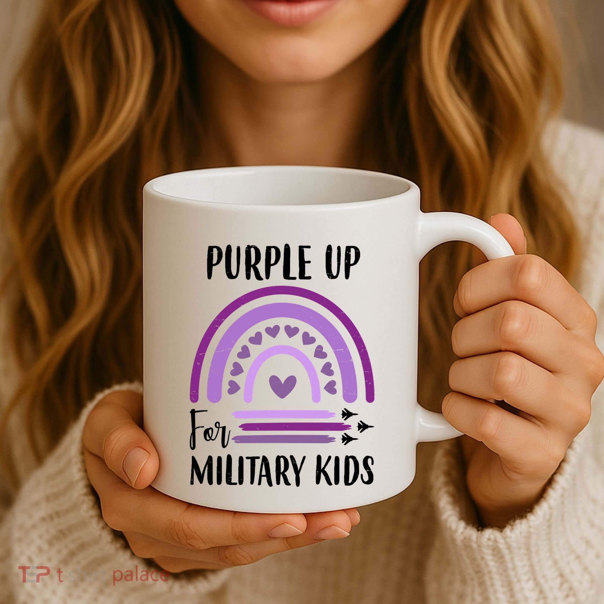 Military Purple Up Rainbow Heart Coffee Mug