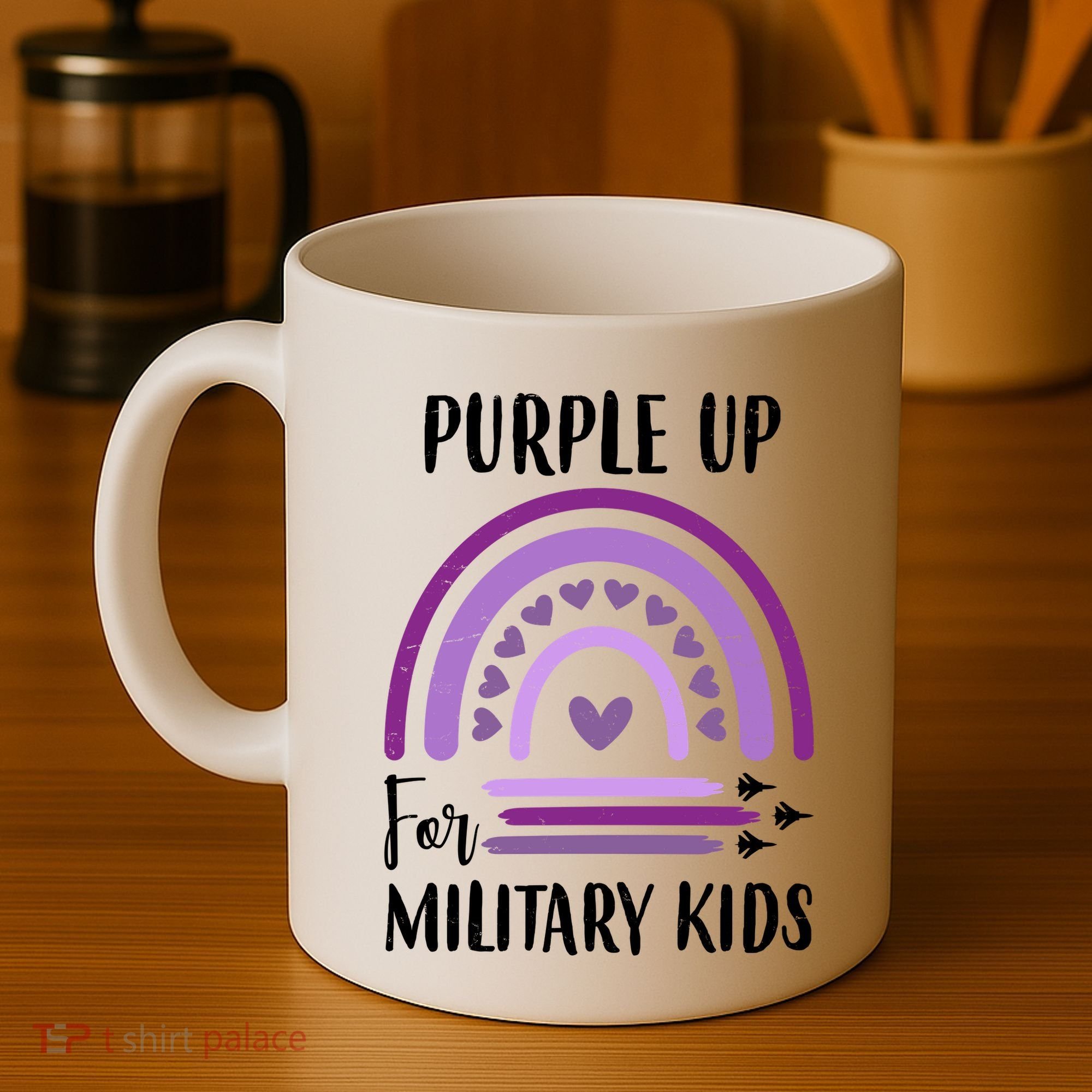 Military Purple Up Rainbow Heart Coffee Mug
