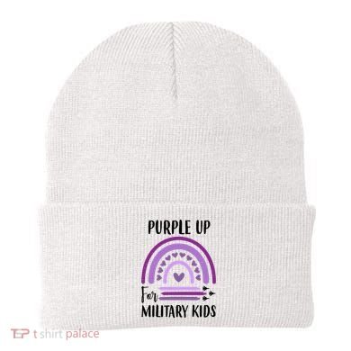 Military Purple Up Rainbow Heart Beanie